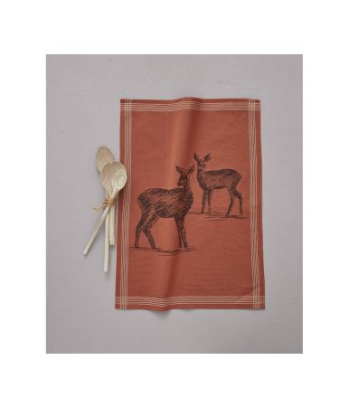 Torchon jacquard Highlands brique