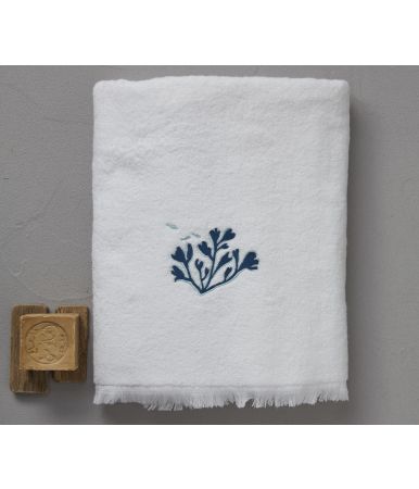 Drap de bain fantaisie Contre courants blanc 100x150cm