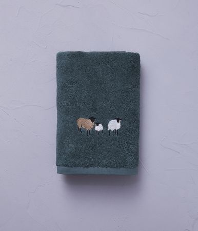 Drap de douche brodé 70x140 cm Shetland vert Irlande