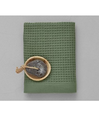 Serviette nid d'abeille 50x100cm Bain minuit vert jade