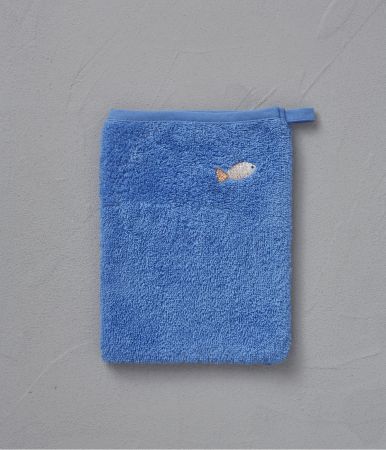 Gant de toilette brodé enfant Petite pêche 15x22cm