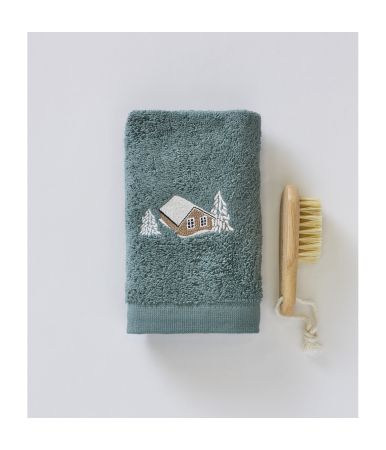 Serviette invité fantaisie Au coeur de la vallée vert