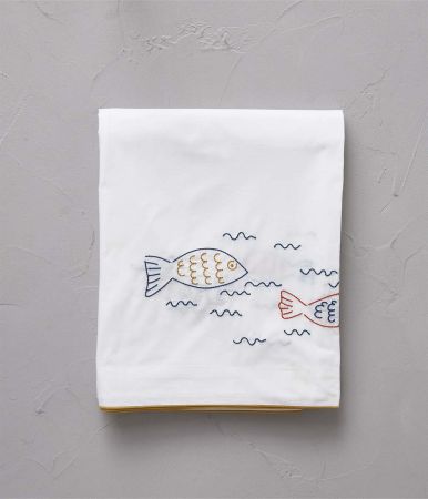 Drap brodé Happy fish