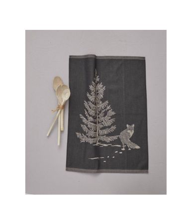 Torchon jacquard Cache cache noir