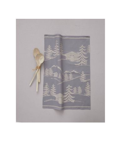 Torchon jacquard Chalets gris glacier