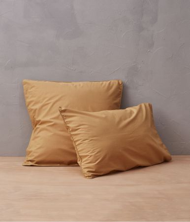 Taie d'oreiller percale lavée Marron cire