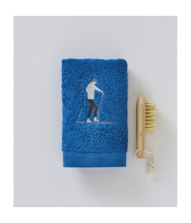 Serviette invité fantaisie Snow bleu