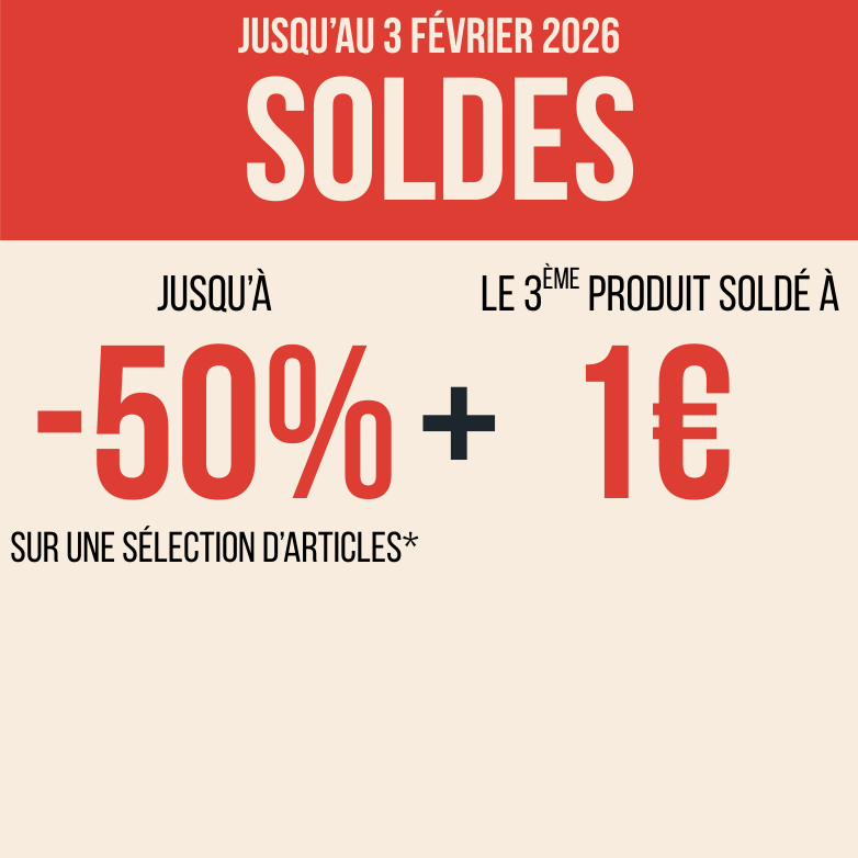 SOLDES jusqu'à -50% et le 3ème à 1euro