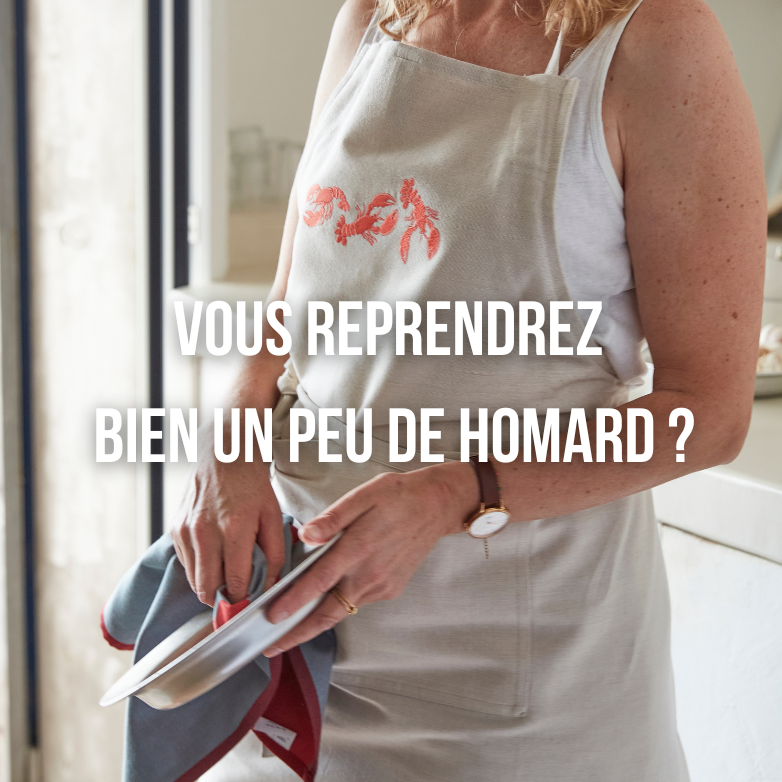 Homard, serviette, tablier
