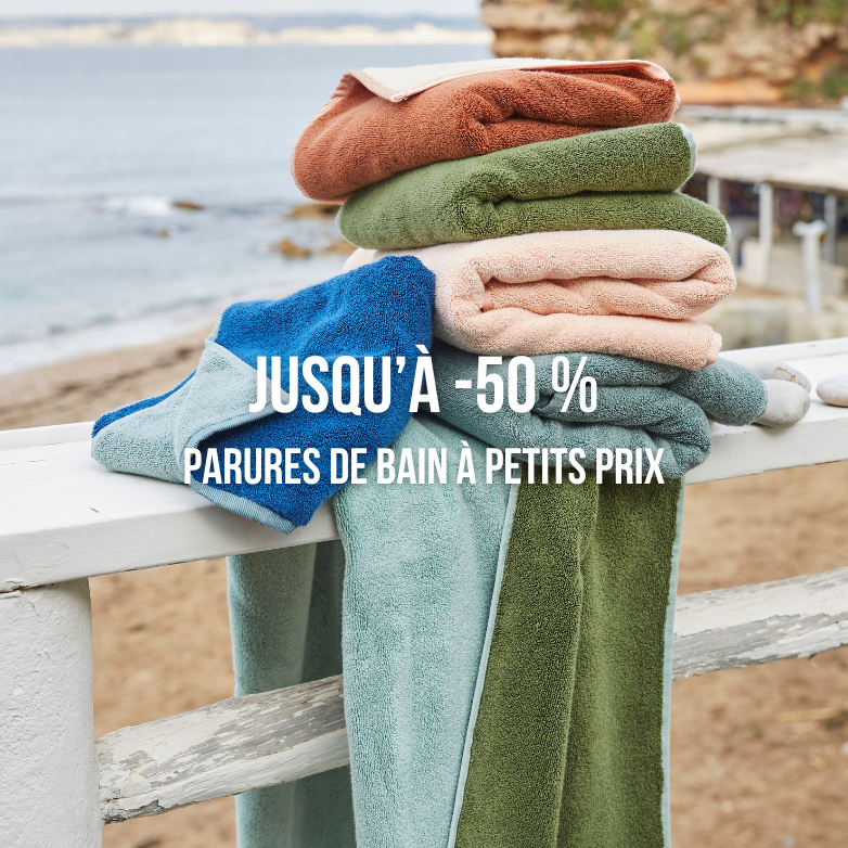 Serviettes, peignoirs ventes privées -50%